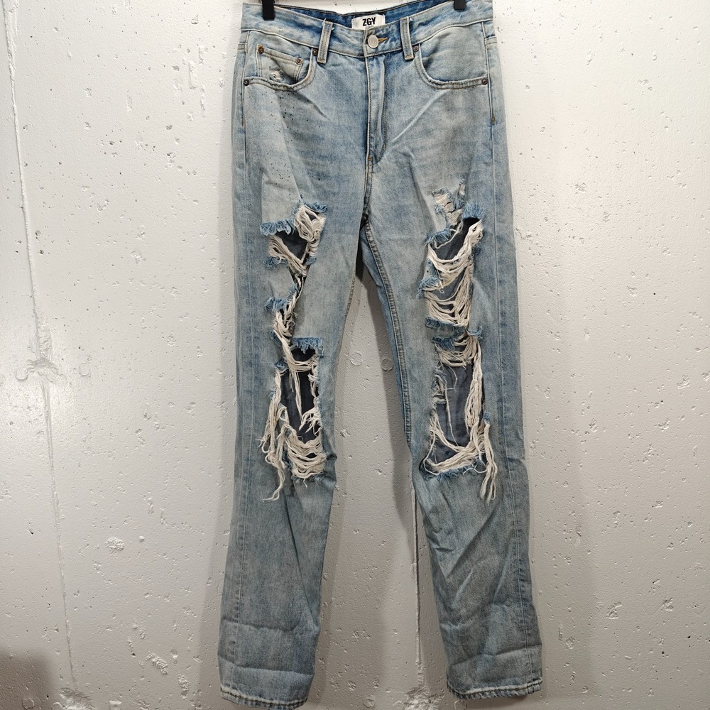 ZGY Ziggy Denim Jeans Womens 25 Distressed Mid Rise Relaxed Straight Leg‎